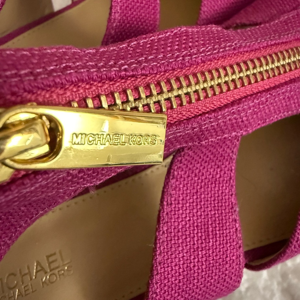 Michael Kors Fuchsia Wedge Sandals - Picture 2 of 6